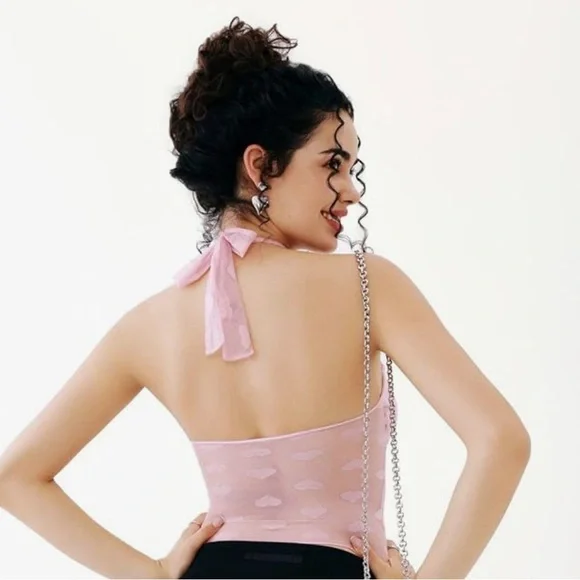 ReoRia Pink Heart Mesh Crop Top - Picture 3 of 5